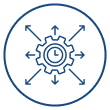Icon of a clock inside a gear with arrows pointing outward, symbolizing time management or productivity.