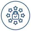 Icon of a person surrounded by multiple stars inside a circle.