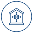 Icon of a house with a keyhole inside, symbolizing buying a house.